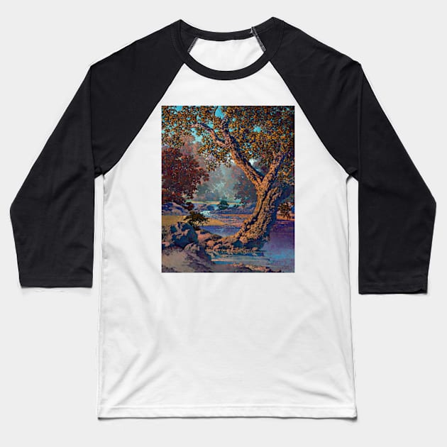 Maxfield Parrish Autumn Brook Art Print 1948 American Painter Neo-Classical Baseball T-Shirt by ZiggyPrint